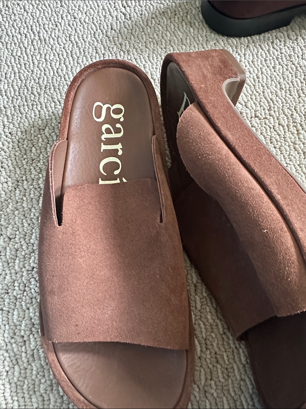 Pedro Garcia Rust Brown Suede Platform Slide Mules
